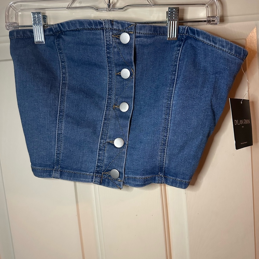 Denim Button-Up Tube Top